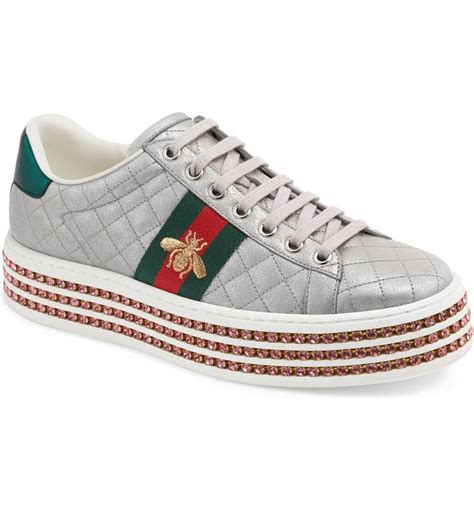 gucci platform sneakers with jewels|Gucci new ace platform sneakers.